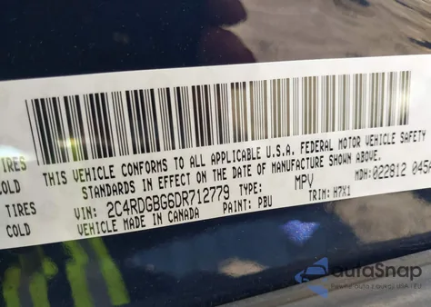 2013 Dodge Grand Caravan American Value Pkg из США, поврежденный, VIN 2C4RDGBG6DR712779